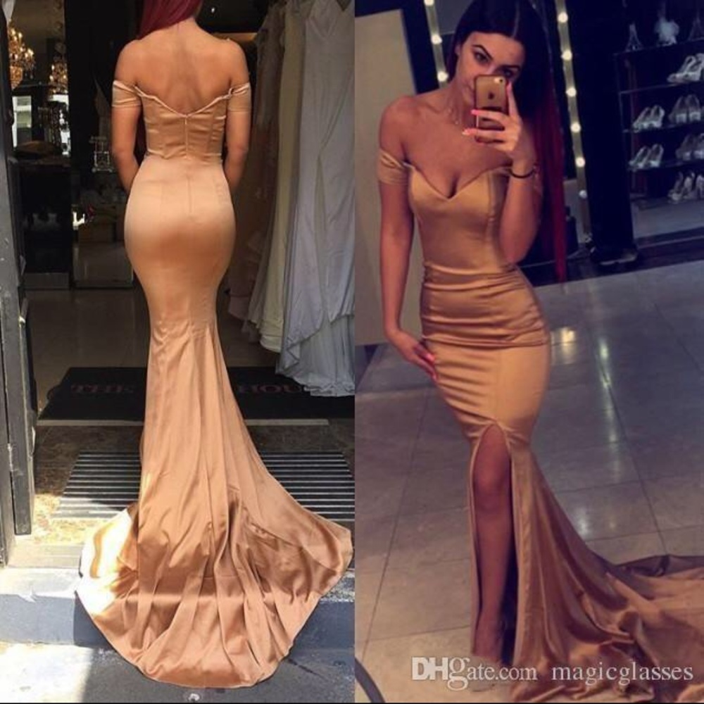 Silver Dress | Mermaid Side Split Evening Gown